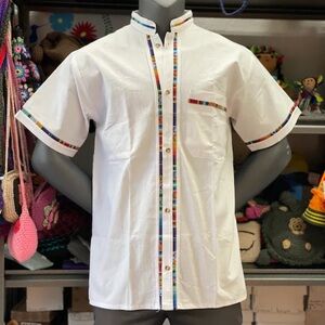 Mens Guayabera Mexican Traditional Shirt Short Sleeve Button Up Collared XXL NEW
